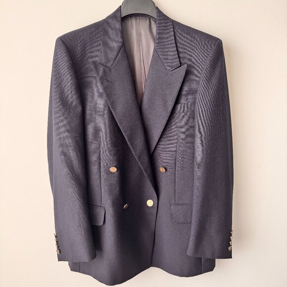 Vintage Christian Dior Monsieur Wool/Mohair Sport Coat Blazer Navy - Picture 1 of 12